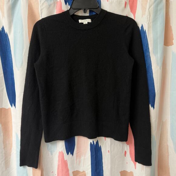 NWOT Vince Classic Crewneck Cashmere Sweater In Black Size Small - Picture 5 of 13